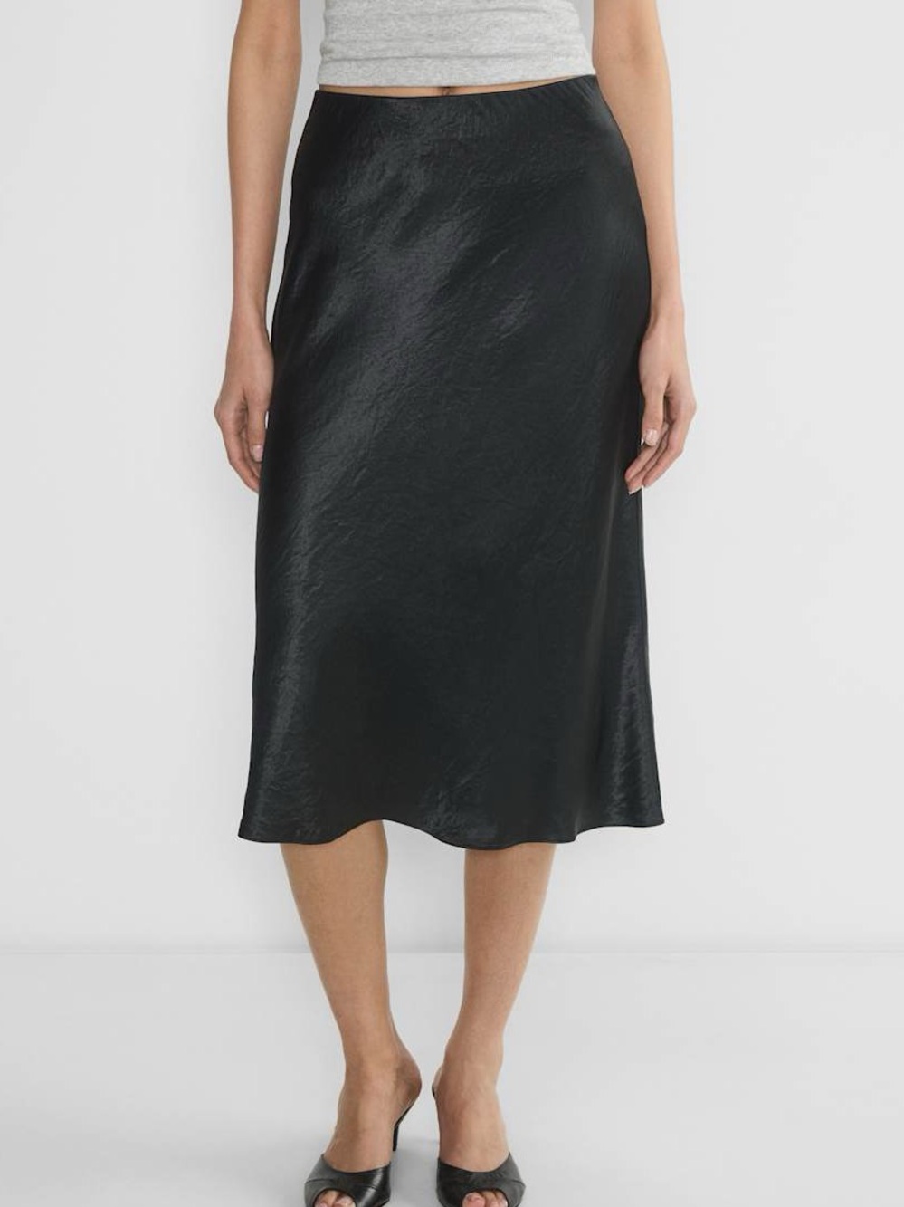 Babaton Black Midi Slip Skirt